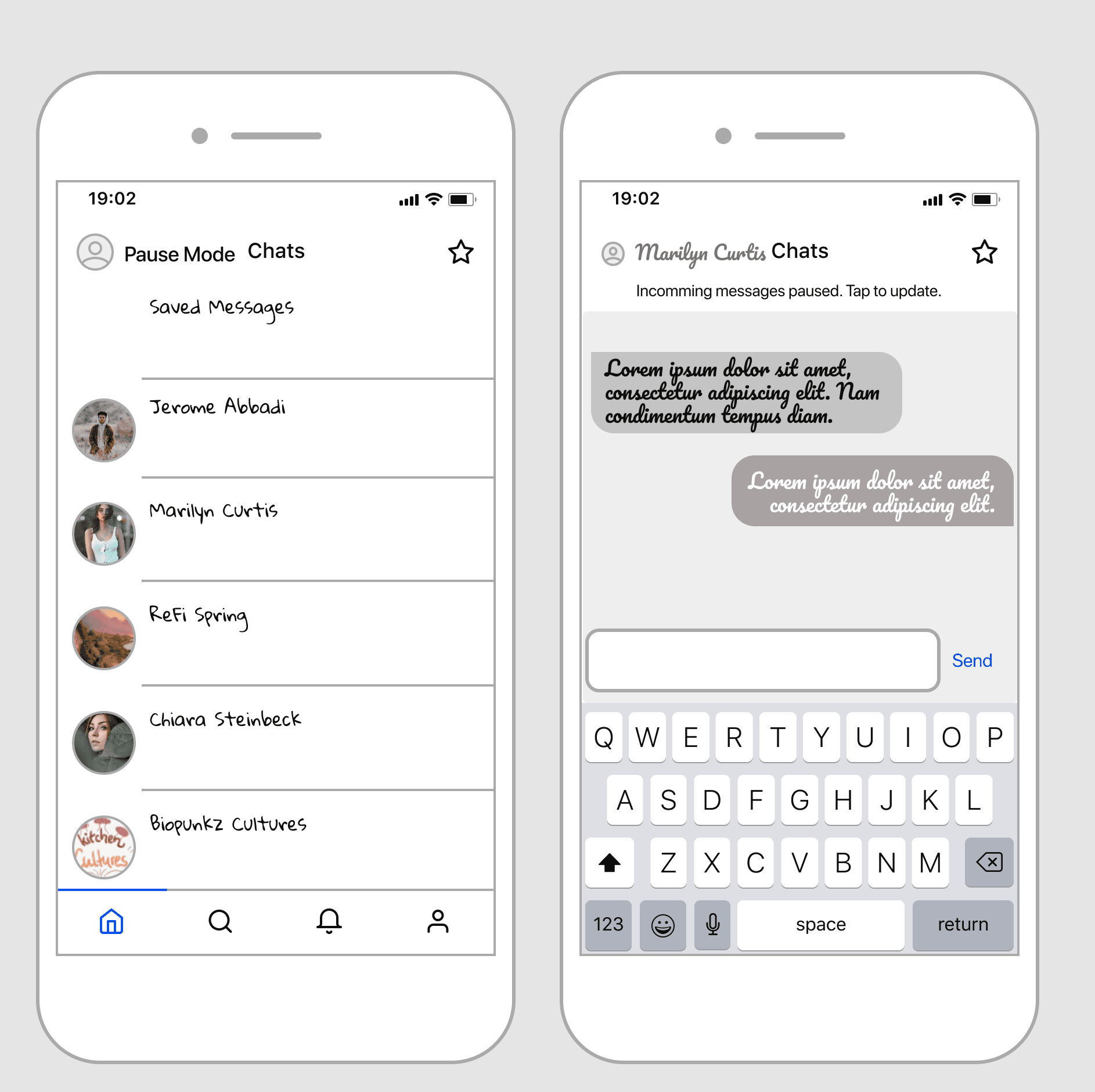 Calm Tech Messaging: Example of calm, pause mode