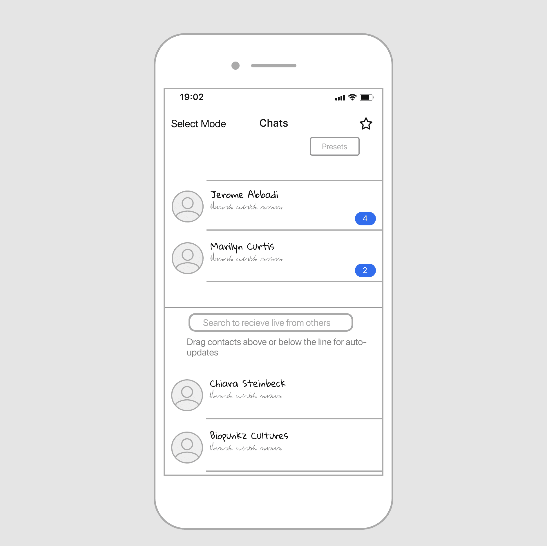 Calm Tech Messaging: Example of calm, selective mode