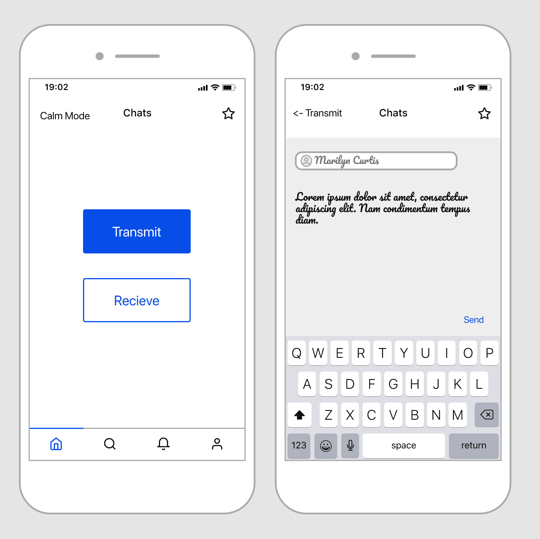 Calm Tech Messaging: Example of calm, transmit mode